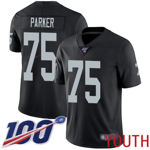 Oakland Raiders Limited Black Youth Brandon Parker Home Jersey NFL Football #75 100th Season Vapor Jersey